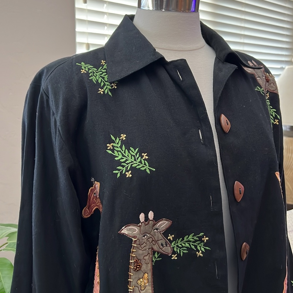 Vintage Raviya Linen African Giraffe Jacket - Picture 2 of 14